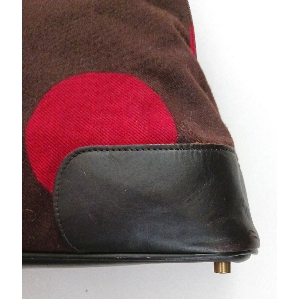 Hartman Luxe Collection Weekender Travel Bag Brown / Red Polka Dots Leather Trim - Picture 10 of 12